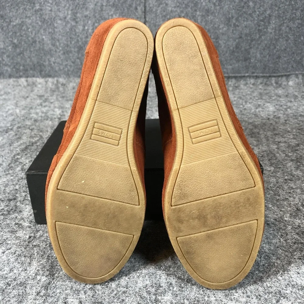 TOMS Boots Womens Size 9 Orange Suede Desert Wedge Lace Up Ankle Booties Shoes‎